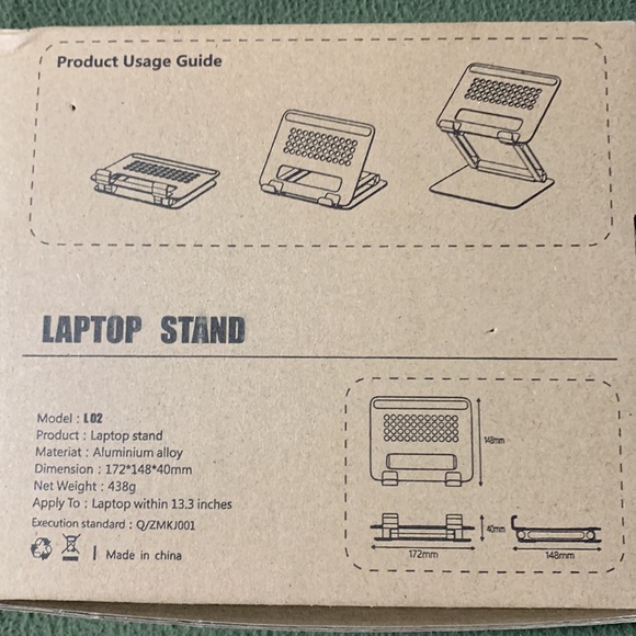 NIB Laptop Stand.  Gzhisy L02.  Silver. - Picture 4 of 6